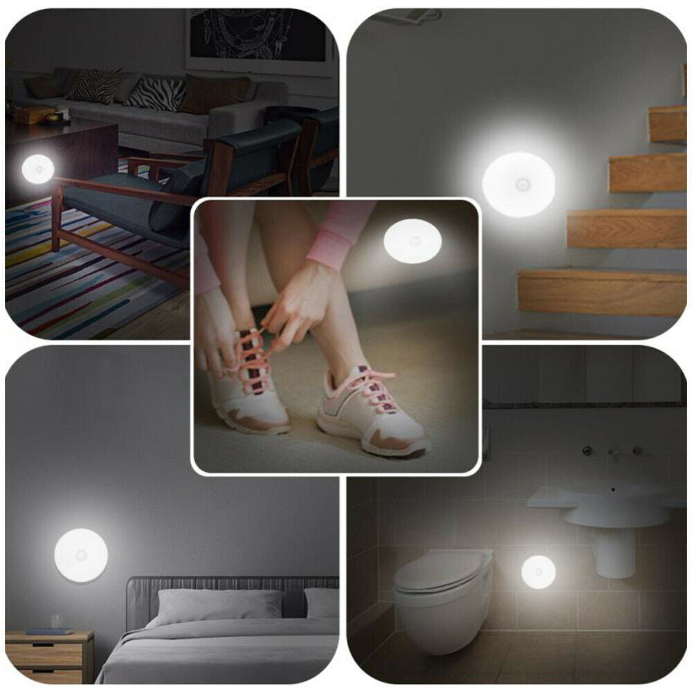 2X Motion Sensor LED Night Light Body Induction Lamp USB Rechargeable Wall Mount