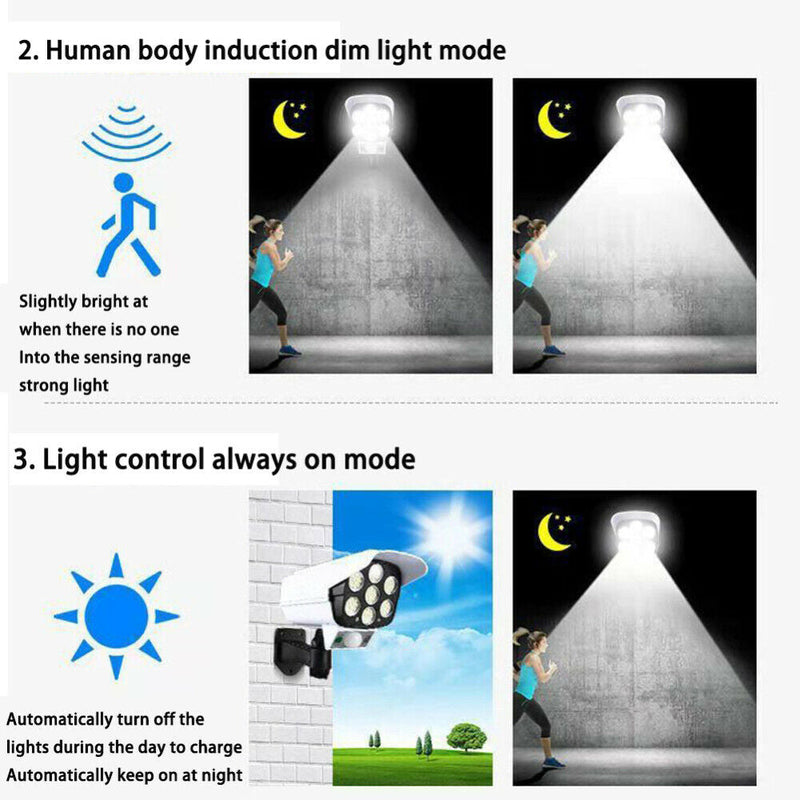 Free shipping- Solar Powered 77 LED Outdoor Sensor Light Fake Security Camera