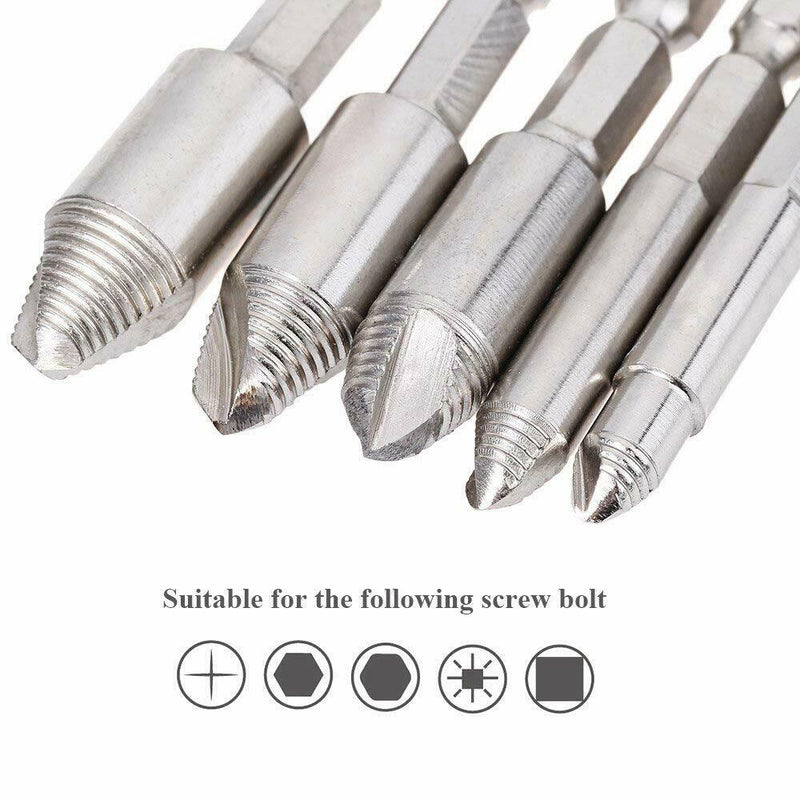 Free shipping- 5pc Damaged Broken Stripped Screw Drill Bit Tool Set Bolt Remover