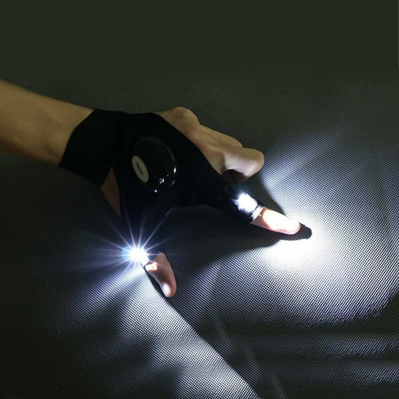 Free shipping- 2pcs Finger Glove with LED Light Flashlight Gloves Outdoor Gear Rescue Night Fishing