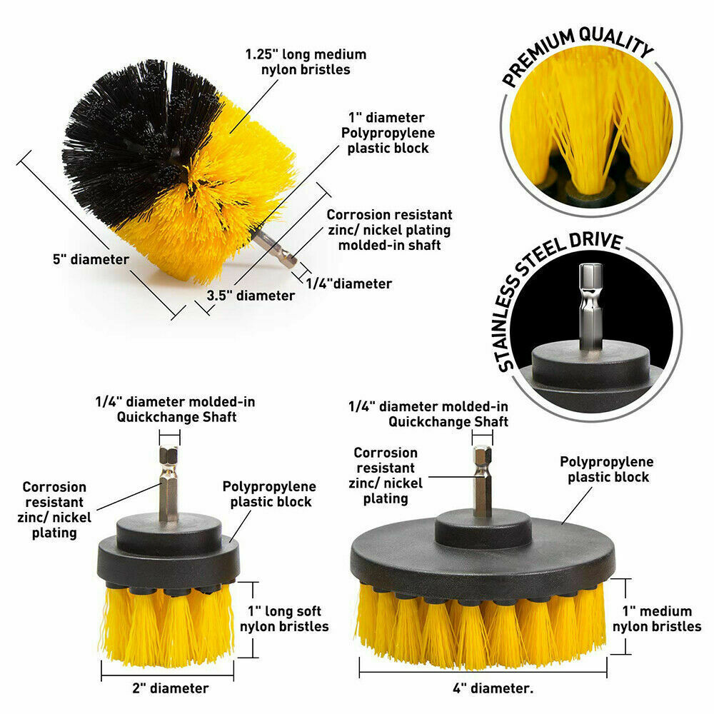 6PCS Grout Power Scrubber Cleaning Drill Brush Kit Tub Cleaner Combo Tool Set
