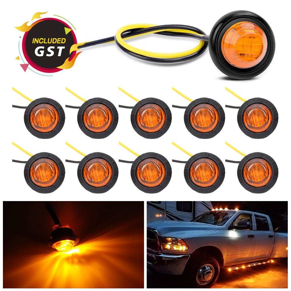 CLEARANCE- 10pcs 24V Marker LIGHTS LED Bullet Amber Red Truck Trailer RV Round Side Lamp