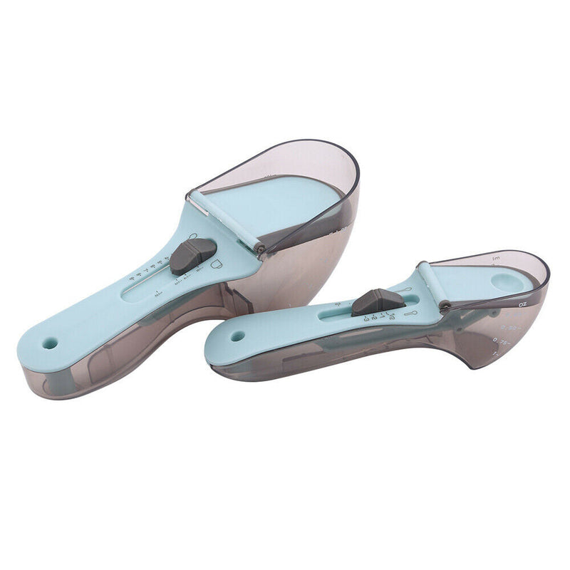 Free shipping- 2pcs Baking Plastic Kitchen Scale Gauge Scoop Adjustable Measuring Spoons