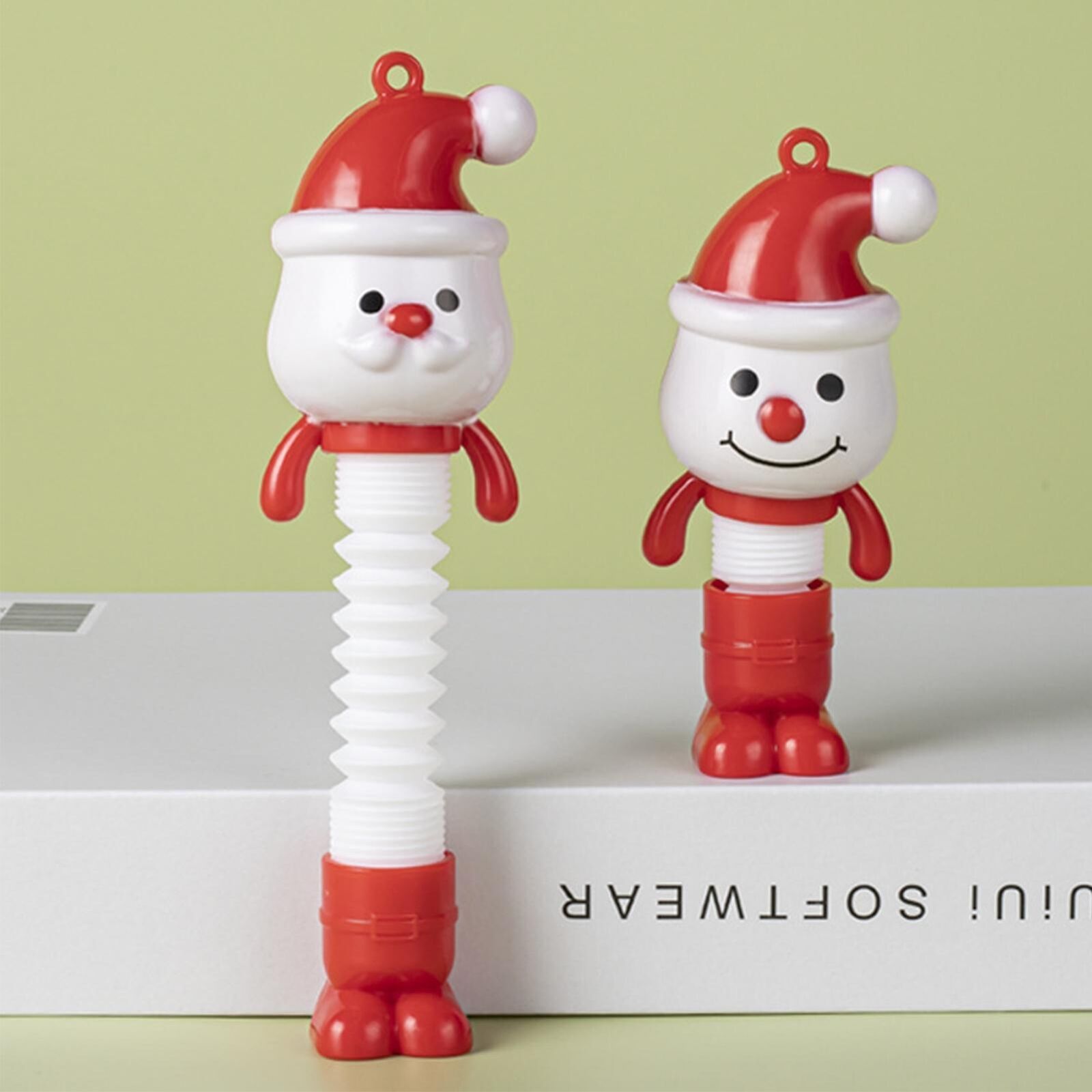Christmas Santa Claus Snowman Telescopic Sensory Toys Fidget Stress Relief Tube with Light