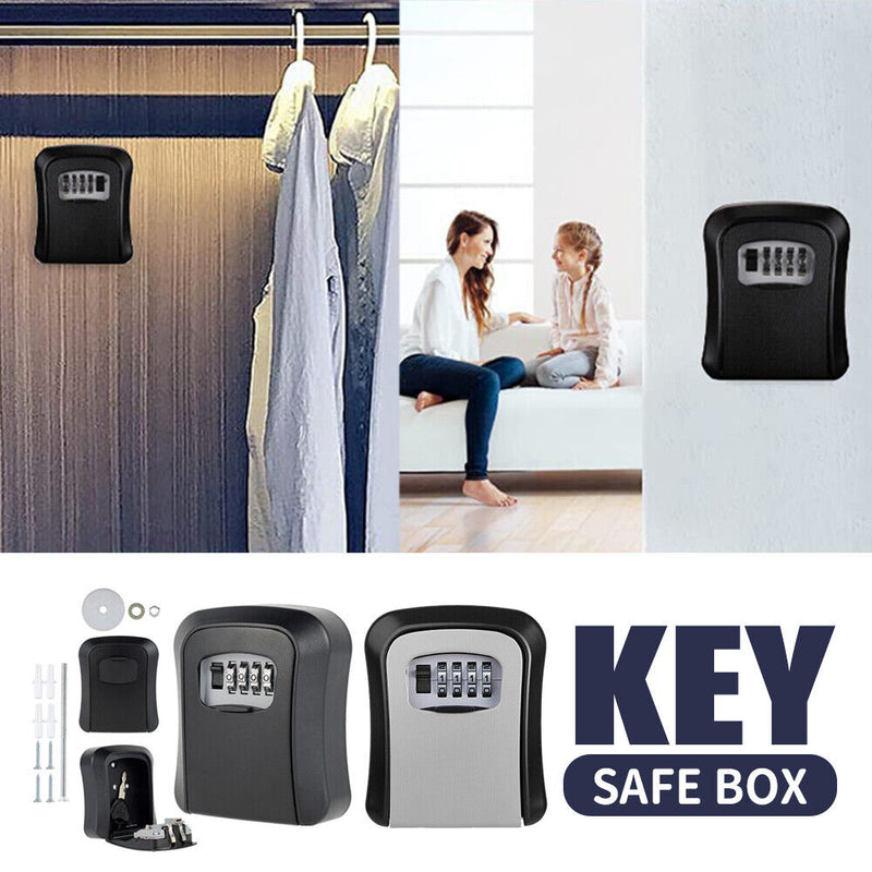 4 Digit Combination Lock Wall Mounted Key Safe Storage Box Security Ho