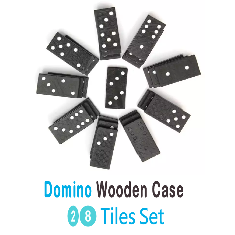 Six Tiles 28 Piece Black Wood Dominoes Game