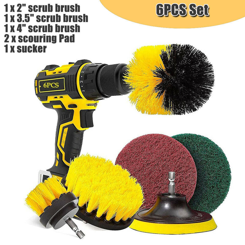 6PCS Grout Power Scrubber Cleaning Drill Brush Kit Tub Cleaner Combo Tool Set