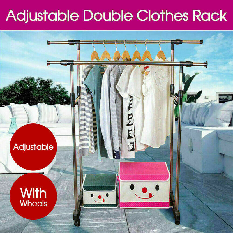 Adjustable Double Stainless Clothes Rack