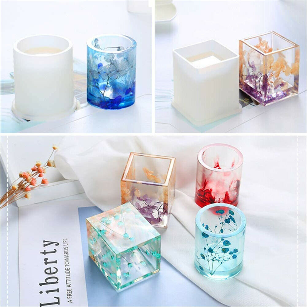 Silicone Mould Resin Epoxy Crystal Crafts Making Brush Pot Pen Holder