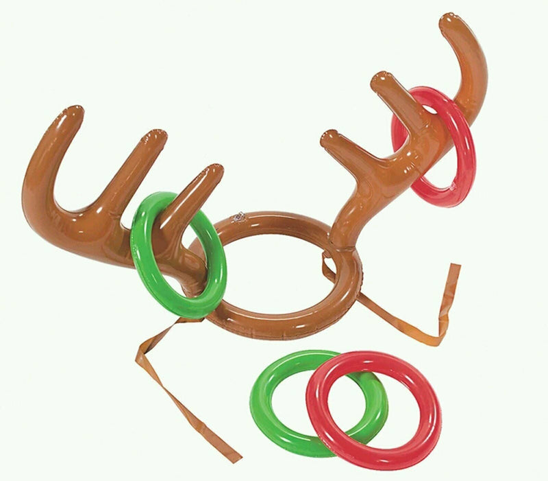 Reindeer Hat Christmas Party Game Ring Moose Inflatable Toss Holiday Toys
