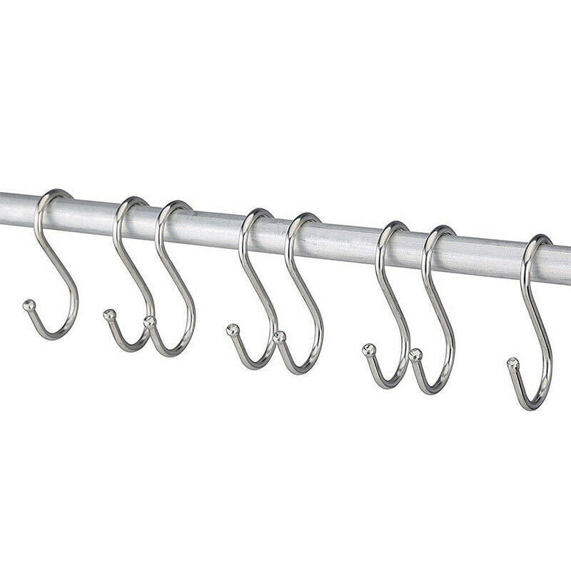10X/20X/30X Stainless Steel S Shape Hooks Kitchen Hanger Rack Clothes Hanging Holders