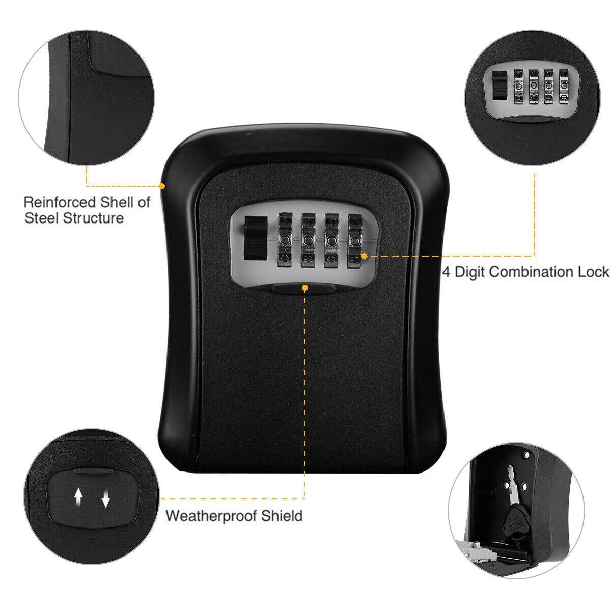 4 Digit Combination Lock Wall Mounted Key Safe Storage Box Security Home