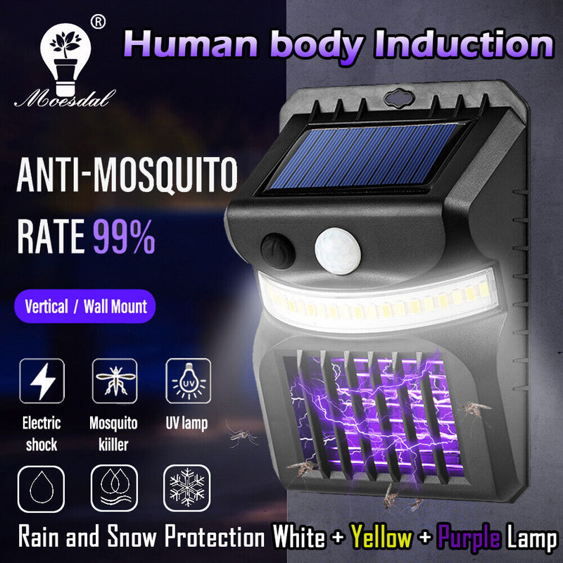 2-in-1 Solar Mosquito Killer Lamp PIR Motion Sensor Wall Light Garden Lawn