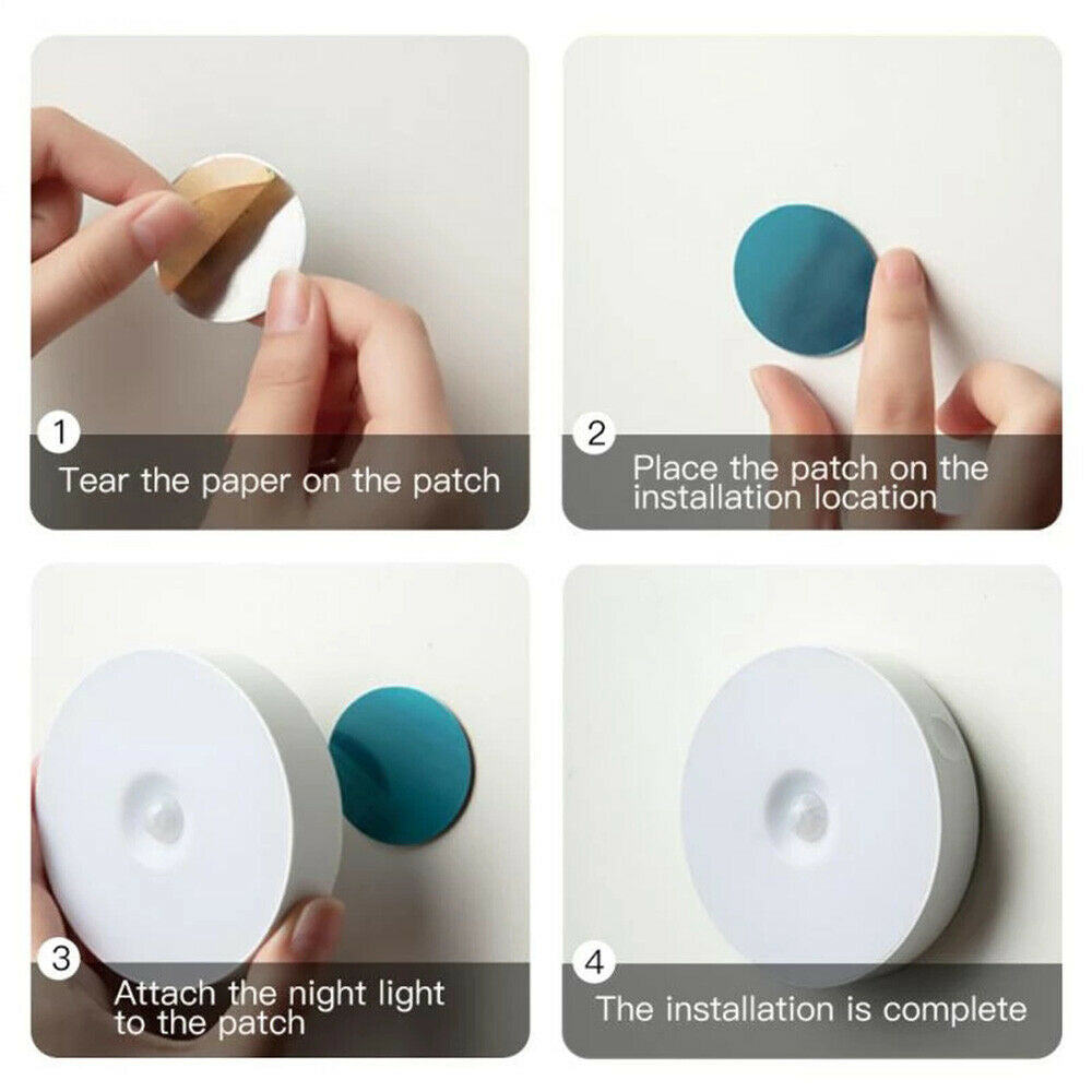 2X Motion Sensor LED Night Light Body Induction Lamp USB Rechargeable Wall Mount