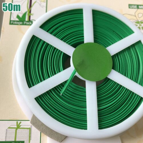 50M Plant Twine Green Soft Flexible Bendy Garden Support Wire Cable Tie