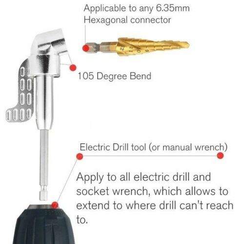 105 Degree Corner Electric Drill Screwdriver Bit Angle Head Extension Hand Tool