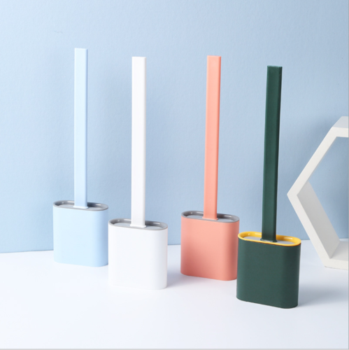 Free shipping- Bathroom Silicone Bristles Toilet Brush Set