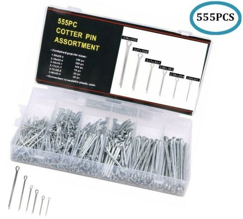 Free shipping- 555pc Cotter Pin Assortment Set Grab Split Fixings Securing Lock Pins Spring Kit